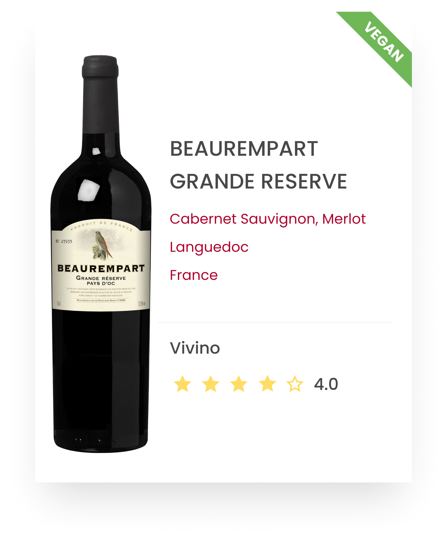 The_Cuddler_BEAUREMPART _GRANDE_RÉSERVE_CABERNET SAUVIGNON-MERLOT_ Languedoc_France