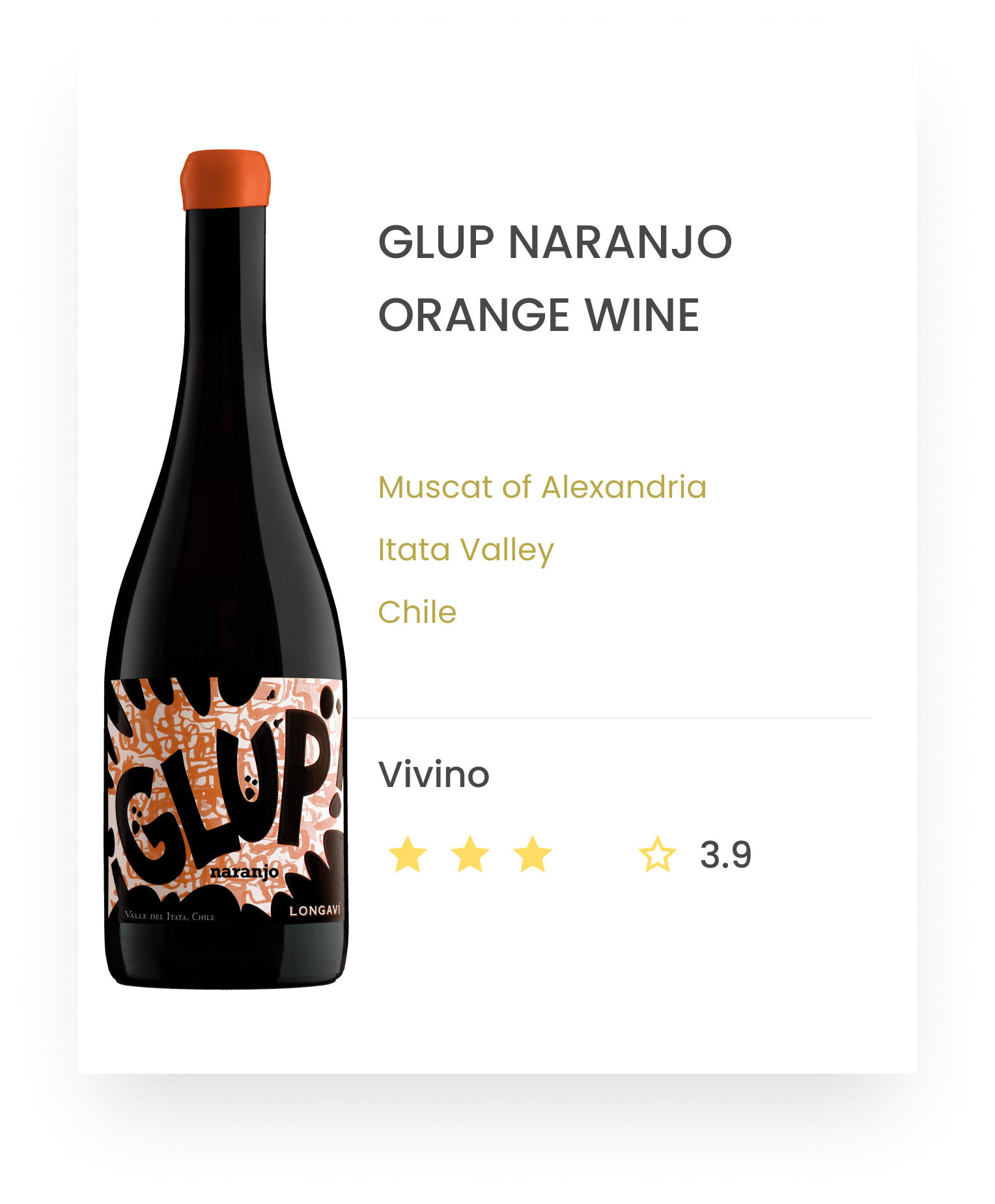 GLUP NARANJO - Muscat of Alexandria - Itata Valley - Chile