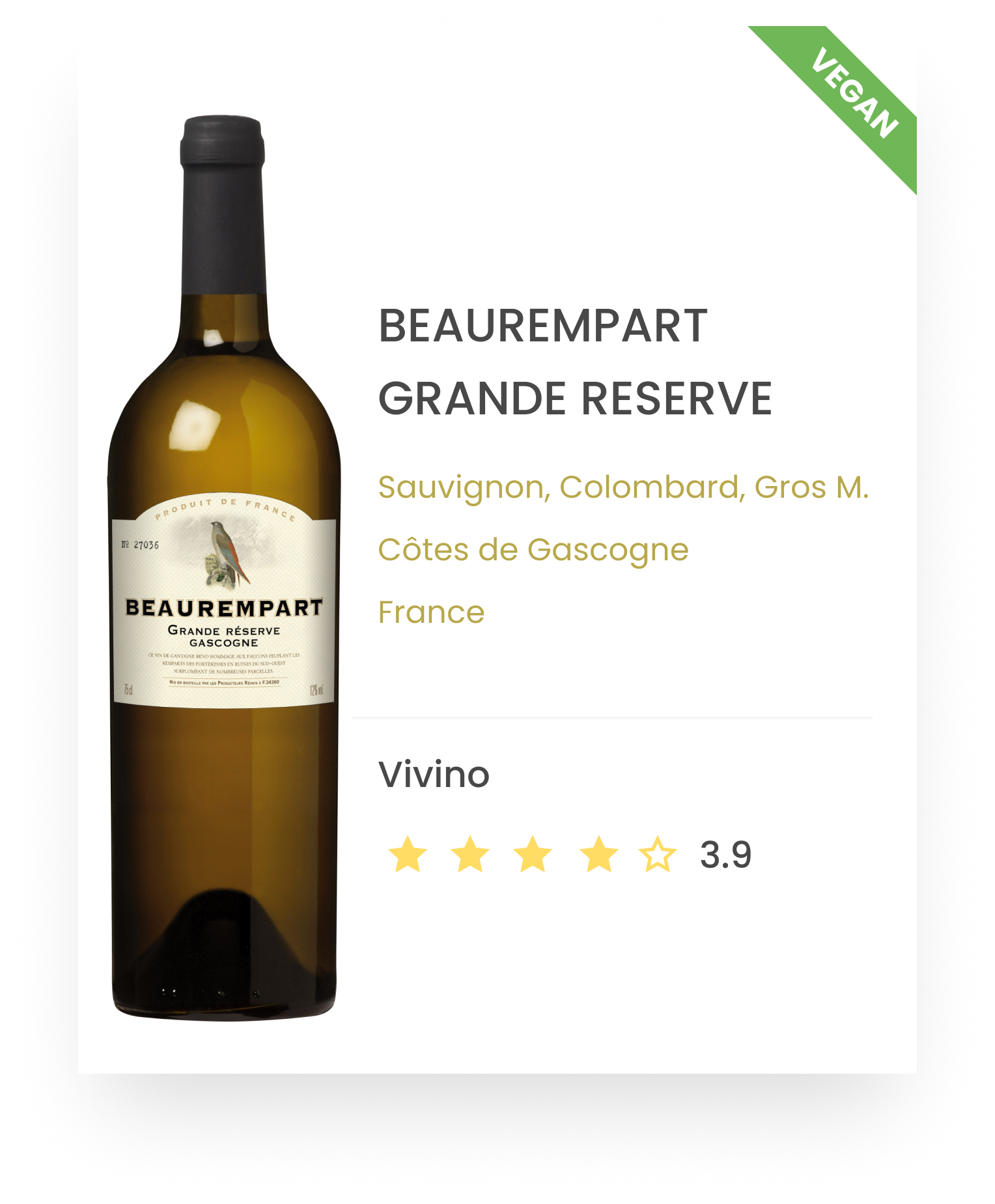 The_Party_Star_BEAUREMPART_GRANDE RESERVE_Sauvignon/Colombard/Gros Manseng_Côtes_de_Gascogne_France